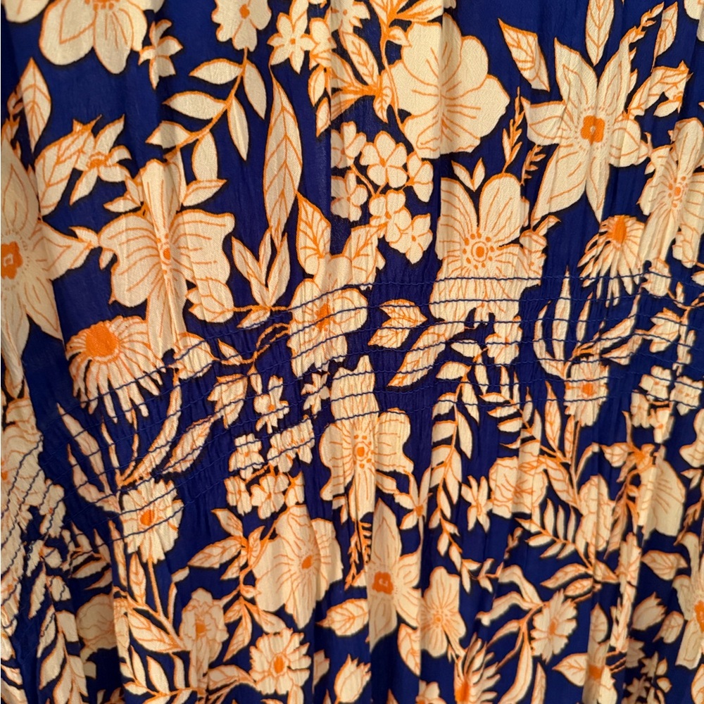 NWT Free People Blue and Cream Floral Kimono Duster Size S - Picture 15 of 15